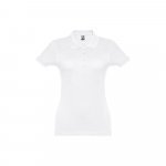 THC EVE WH. Short-sleeved fitted polo for women in 100% cotton - White