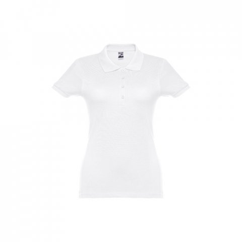 THC EVE WH. Short-sleeved fitted polo for women in 100% cotton - White