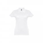 THC EVE WH. Short-sleeved fitted polo for women in 100% cotton - White