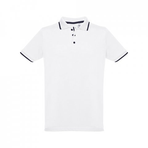 THC ROME WH. Polo en coton bicolore pour homme. Couleur blanche - Blanc