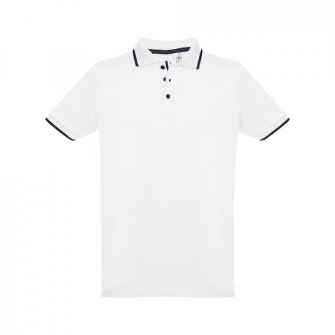 THC ROME WH. Polo en coton bicolore pour homme. Couleur blanche - Blanc