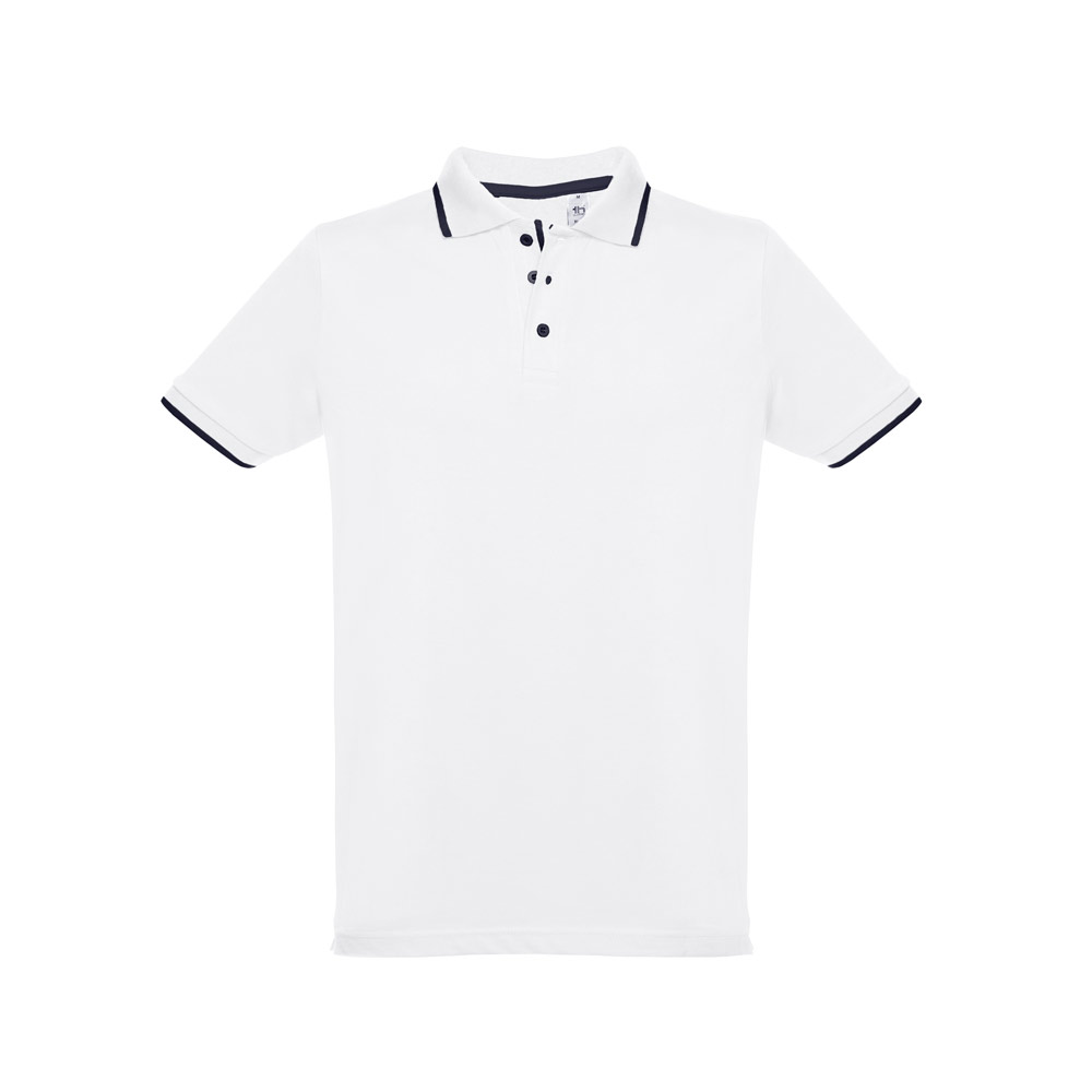 THC ROME WH. Polo da uomo in cotone bicolore. colore bianco