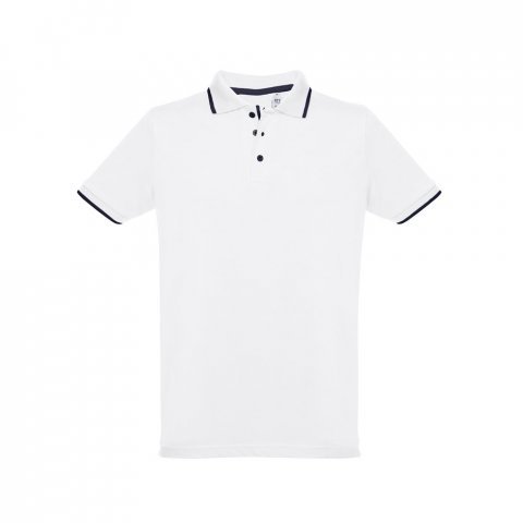 THC ROME WH. Polo en coton bicolore pour homme. Couleur blanche
