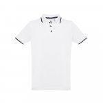 THC ROME WH. Polo en coton bicolore pour homme. Couleur blanche