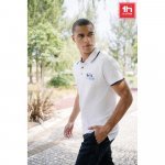 THC ROME WH. Polo en coton bicolore pour homme. Couleur blanche