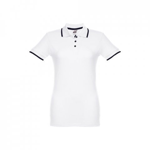 THC ROME WOMEN WH. Zweifarbiges Baumwoll-Poloshirt f&uuml;r Damen - Wei&szlig;
