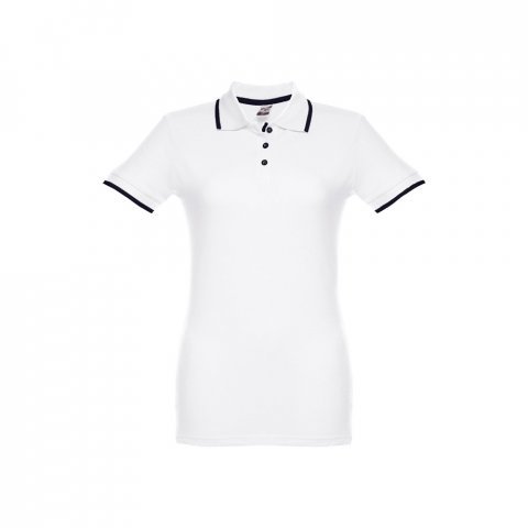 THC ROME WOMEN WH. Zweifarbiges Baumwoll-Poloshirt f&uuml;r Damen - Wei&szlig;