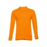 THC BERN. Polo &agrave; manches longues en coton card&eacute; pour hommes - Orange