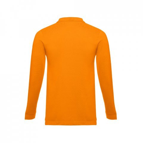 THC BERN. Polo &agrave; manches longues en coton card&eacute; pour hommes - Orange