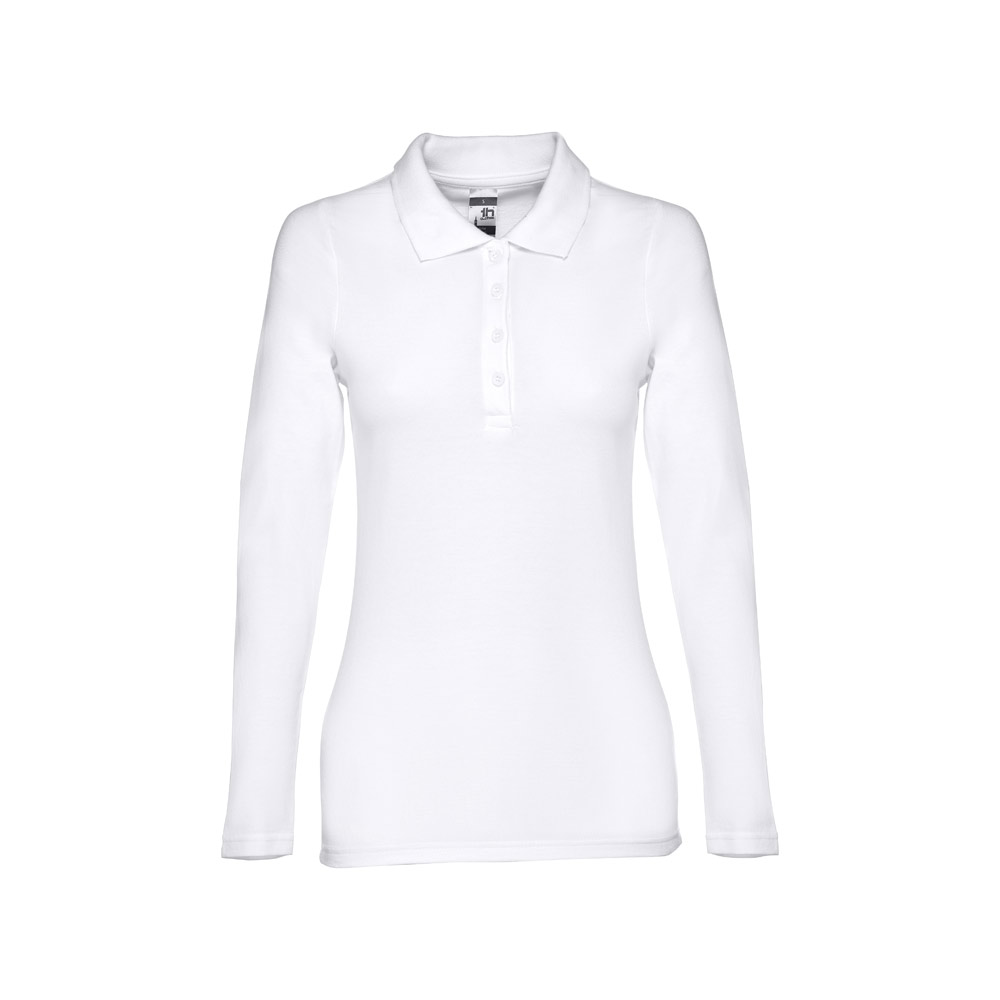 THC BERN WOMEN WH. Polo da donna a manica lunga in cotone cardato