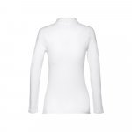 THC BERN WOMEN WH. Women's long-sleeved polo shirt in cotton piqu&eacute; and viscose with removable label - White