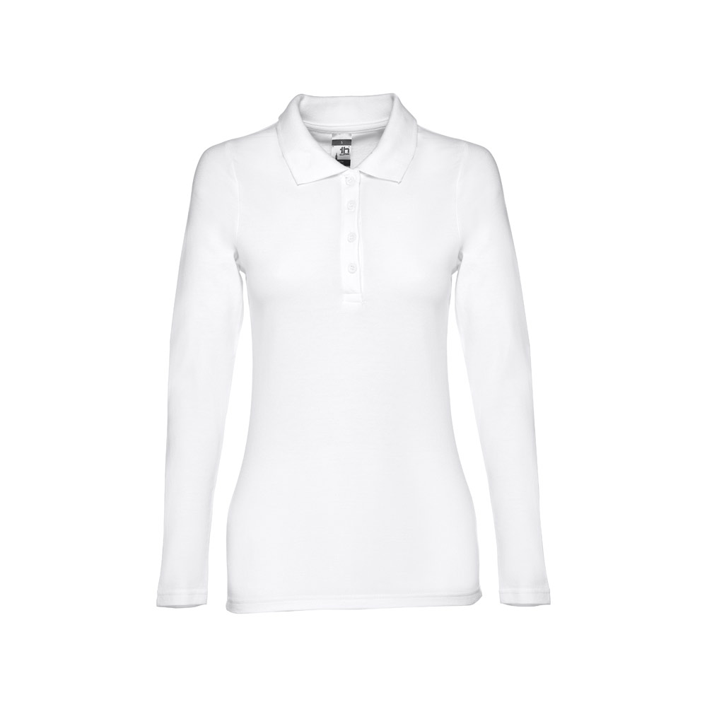 THC BERN WOMEN WH. Polo da donna a manica lunga in cotone cardato