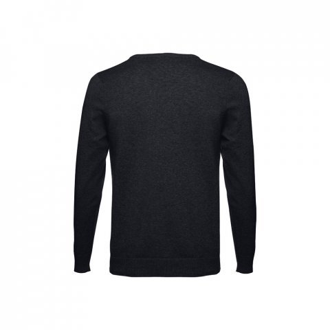 THC MILAN. Pullover da uomo con scollo a V in cotone e poliammide - Nero
