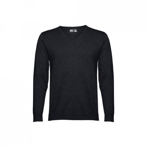 THC MILAN. Pullover da uomo con scollo a V in cotone e poliammide - Nero