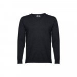 THC MILAN. Pullover da uomo con scollo a V in cotone e poliammide - Nero