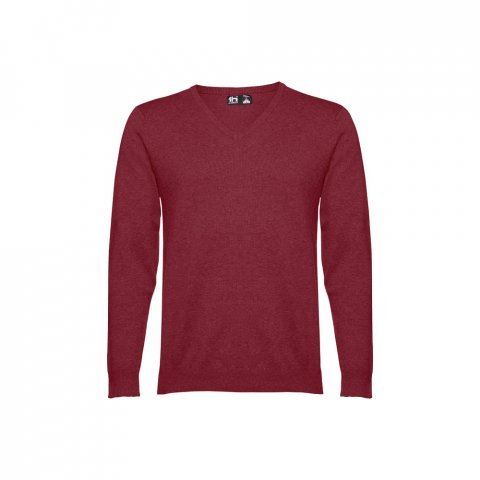 THC MILAN. Pullover da uomo con scollo a V in cotone e poliammide - Bordeaux