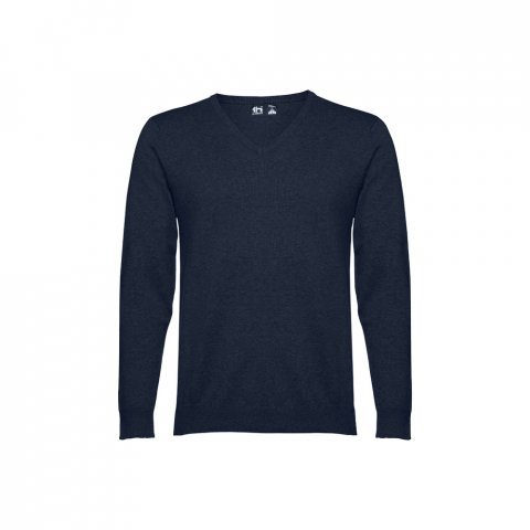 THC MILAN. Pullover da uomo con scollo a V in cotone e poliammide - Blu scuro