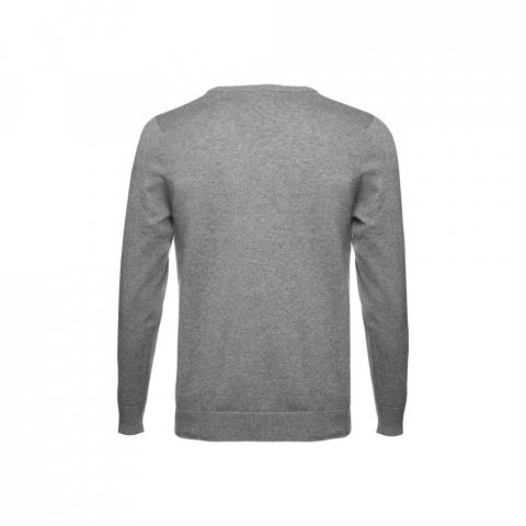THC MILAN. Pullover da uomo con scollo a V in cotone e poliammide - Grigio m&eacute;lange