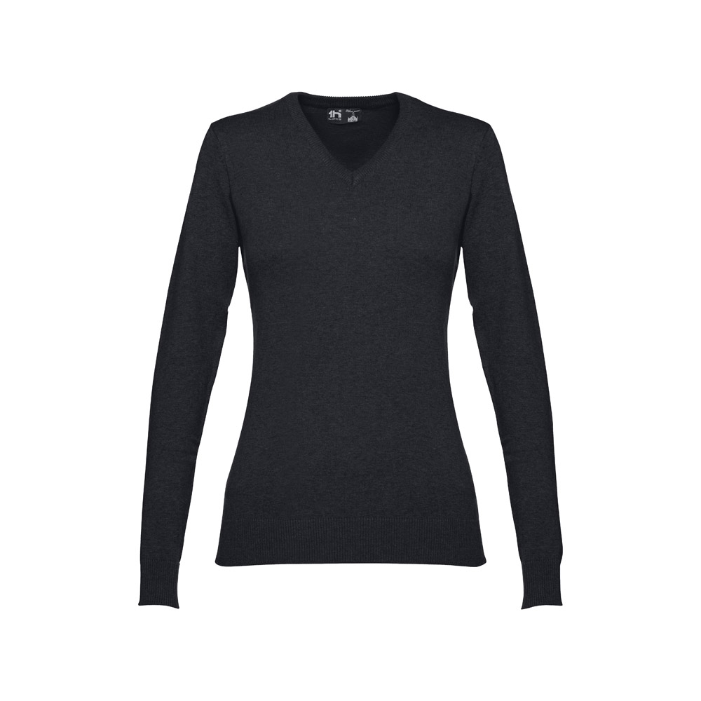 THC MILAN WOMEN. Pullover da donna con scollo a V in cotone e poliammide