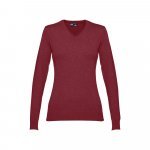 THC MILAN WOMEN. Pullover com decote em" V" para senhora em algod&atilde;o e poliamida - Bordeaux