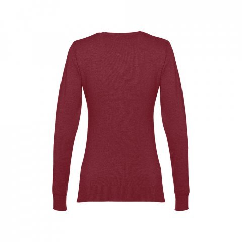 THC MILAN WOMEN. Pullover com decote em" V" para senhora em algod&atilde;o e poliamida - Bordeaux