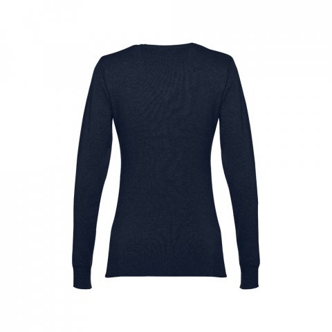THC MILAN WOMEN. Pullover com decote em" V" para senhora em algod&atilde;o e poliamida - Azul marinho
