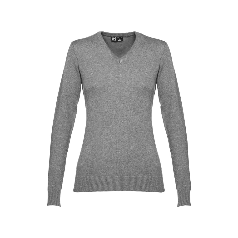 THC MILAN WOMEN. Pullover da donna con scollo a V in cotone e poliammide