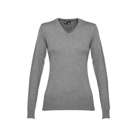 THC MILAN WOMEN. Pullover com decote em" V" para senhora em algod&atilde;o e poliamida - Cinzento matizado