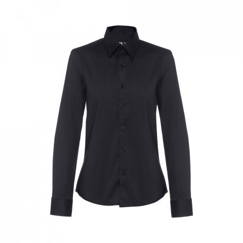 THC PARIS WOMEN. Lang&auml;rmeliges Popeline-Hemd f&uuml;r Damen - Schwarz