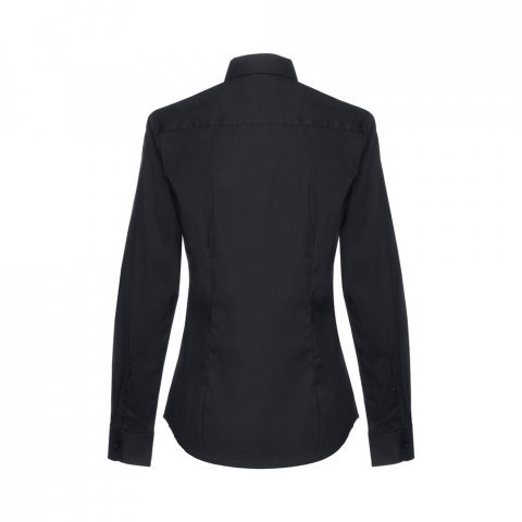 THC PARIS WOMEN. Lang&auml;rmeliges Popeline-Hemd f&uuml;r Damen - Schwarz