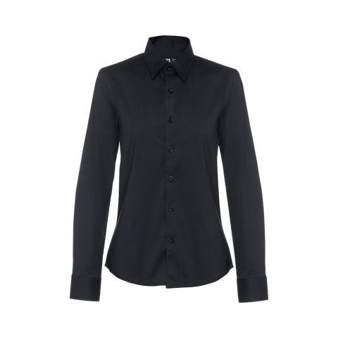 THC PARIS WOMEN. Lang&auml;rmeliges Popeline-Hemd f&uuml;r Damen - Schwarz