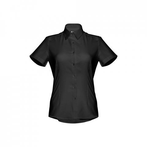 THC LONDON WOMEN. Kurz&auml;rmeliges Oxford-Hemd f&uuml;r Damen - Schwarz