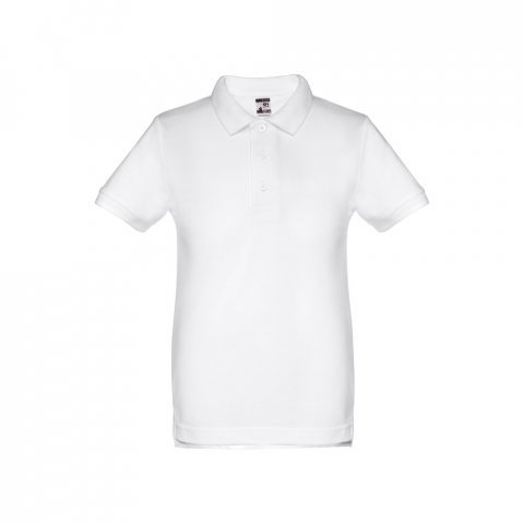 THC ADAM KIDS WH. Kurz&auml;rmeliges Poloshirt f&uuml;r Kinder (unisex). Farbe Wei&szlig; - Wei&szlig;