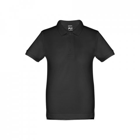 THC ADAM KIDS. Polo para crian&ccedil;a (unissexo) de manga curta em algod&atilde;o - Preto