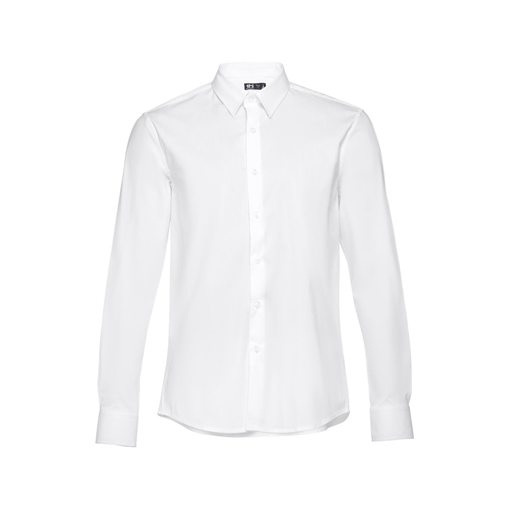THC PARIS WH. Camicia da uomo in popeline a maniche lunghe. colore bianco