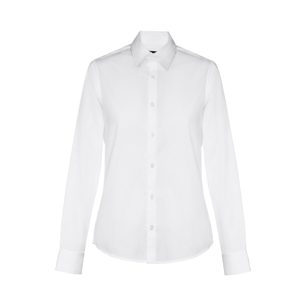 THC PARIS WOMEN WH. Camicia in popeline a maniche lunghe da donna. colore bianco