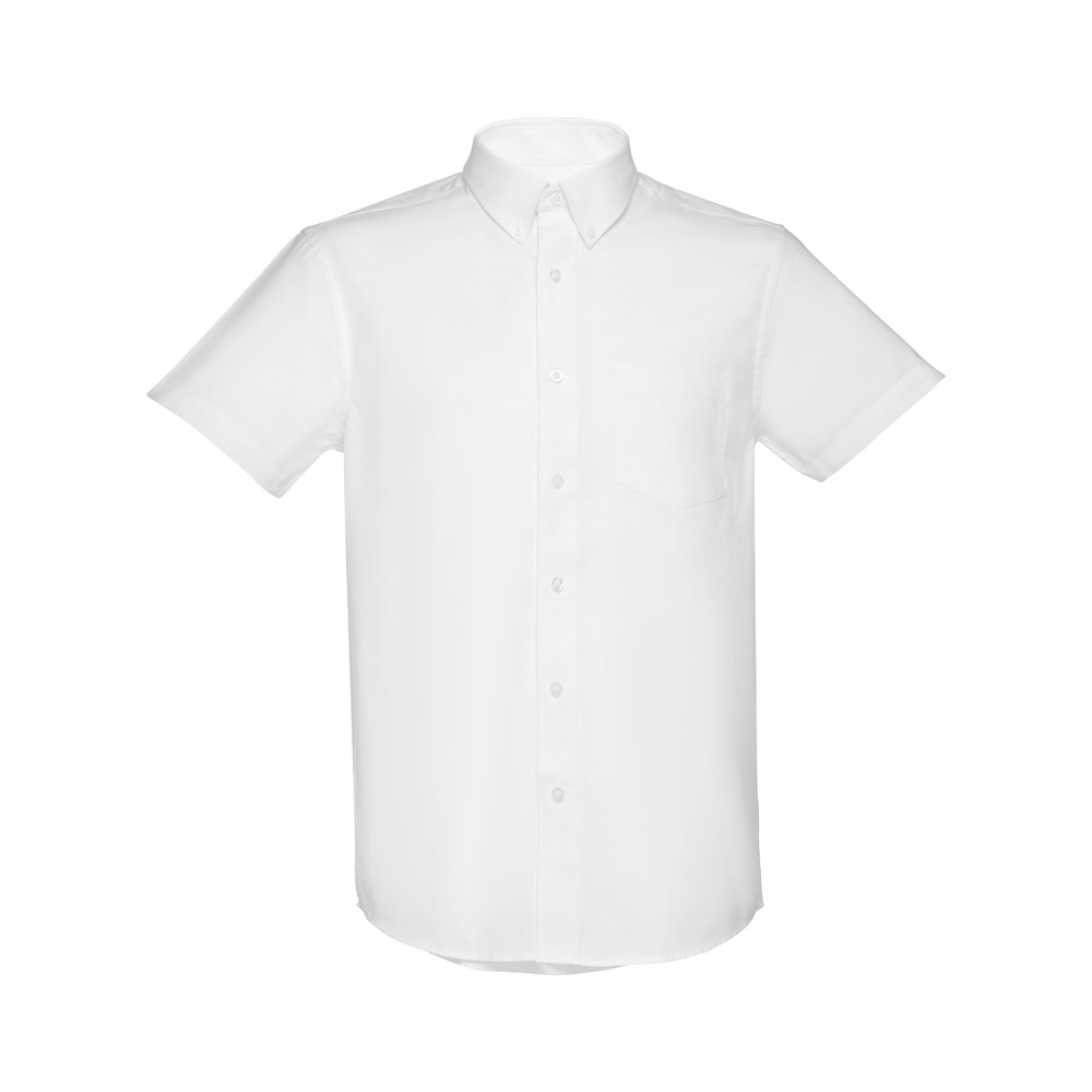 THC LONDON WH. Camicia oxford da uomo a maniche corte. Colore bianco