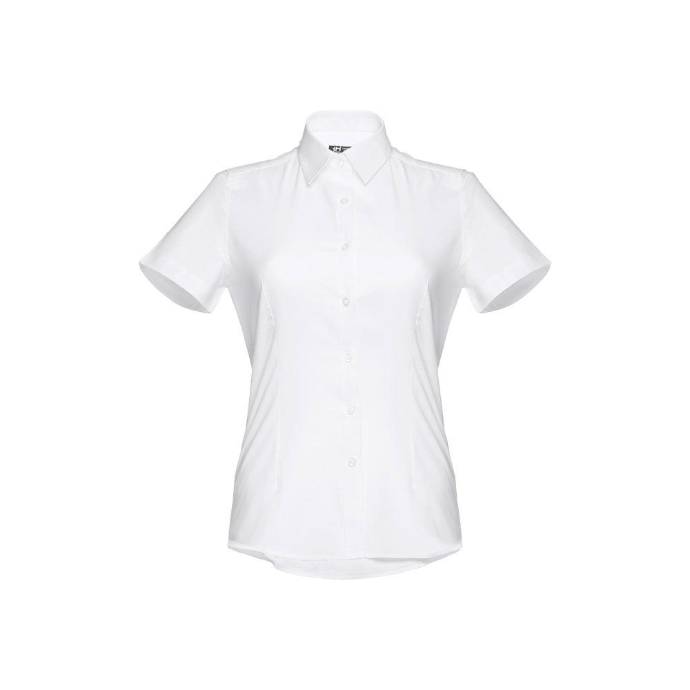 THC LONDON WOMEN WH. Camicia oxford da donna a maniche corte. Colore bianco
