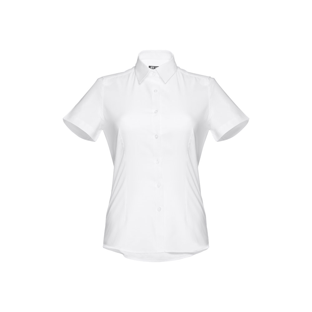 THC LONDON WOMEN WH. Camicia oxford da donna a maniche corte. Colore bianco