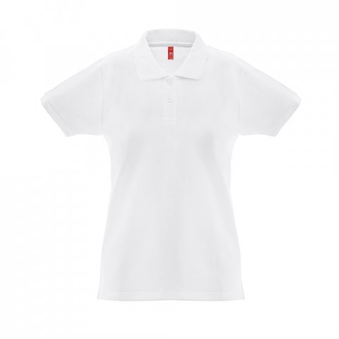 THC MONACO WOMEN WH. Polo &agrave; manches courtes pour femmes en coton card&eacute; - Blanc