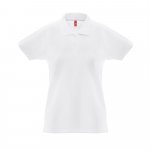 THC MONACO WOMEN WH. Polo &agrave; manches courtes pour femmes en coton card&eacute; - Blanc