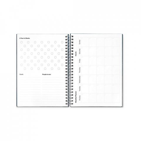 STARTER KIT INFINITE PLANNER A5. Le set comprend un "infinite Diary", un kit de nettoyage, un marqueur et un porte-marqueur - Bleu marine