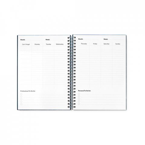 STARTER KIT INFINITE PLANNER A5. Le set comprend un "infinite Diary", un kit de nettoyage, un marqueur et un porte-marqueur - Bleu marine