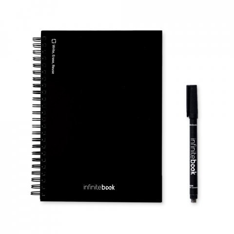 STARTER KIT INFINITEBOOK A5. Komplet sadrži A5 &bdquo;Infinitebook&ldquo;, komplet za či&scaron;ćenje, marker i držač markera - Crna