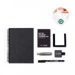 STARTER KIT INFINITEBOOK A5 PLANNER TEXTURE. Kit cuprinz&acirc;nd &bdquo;Infinitebook&rdquo; cu copertă tare, 1 kit de curățare, 1 marker și 1 suport pentru pix
