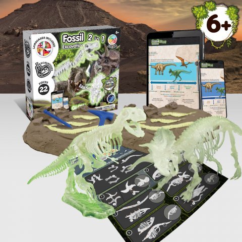 2 in 1 Fossil Excavation Kit I. Образователна игра за деца - разнороден