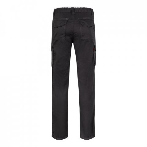 VL LUGH. Cal&ccedil;as stretch multibolsos (240g/m&sup2;) em algod&atilde;o (46%), EME (38%) e poli&eacute;ster (16%) - Preto