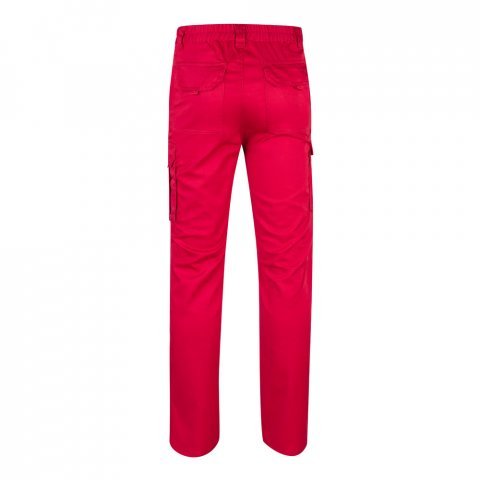 VL LUGH. Cal&ccedil;as stretch multibolsos (240g/m&sup2;) em algod&atilde;o (46%), EME (38%) e poli&eacute;ster (16%) - Vermelho