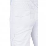 VL LUGH. Cal&ccedil;as stretch multibolsos (240g/m&sup2;) em algod&atilde;o (46%), EME (38%) e poli&eacute;ster (16%) - Branco
