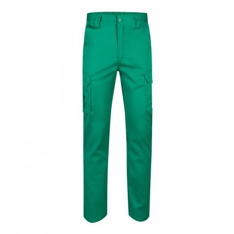 VL LUGH. Cal&ccedil;as stretch multibolsos (240g/m&sup2;) em algod&atilde;o (46%), EME (38%) e poli&eacute;ster (16%) - Verde